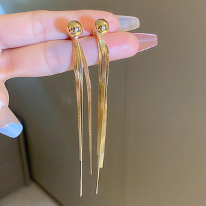 高级感金属感前后两戴流苏银针耳环女小众气质轻奢时尚法式耳饰品