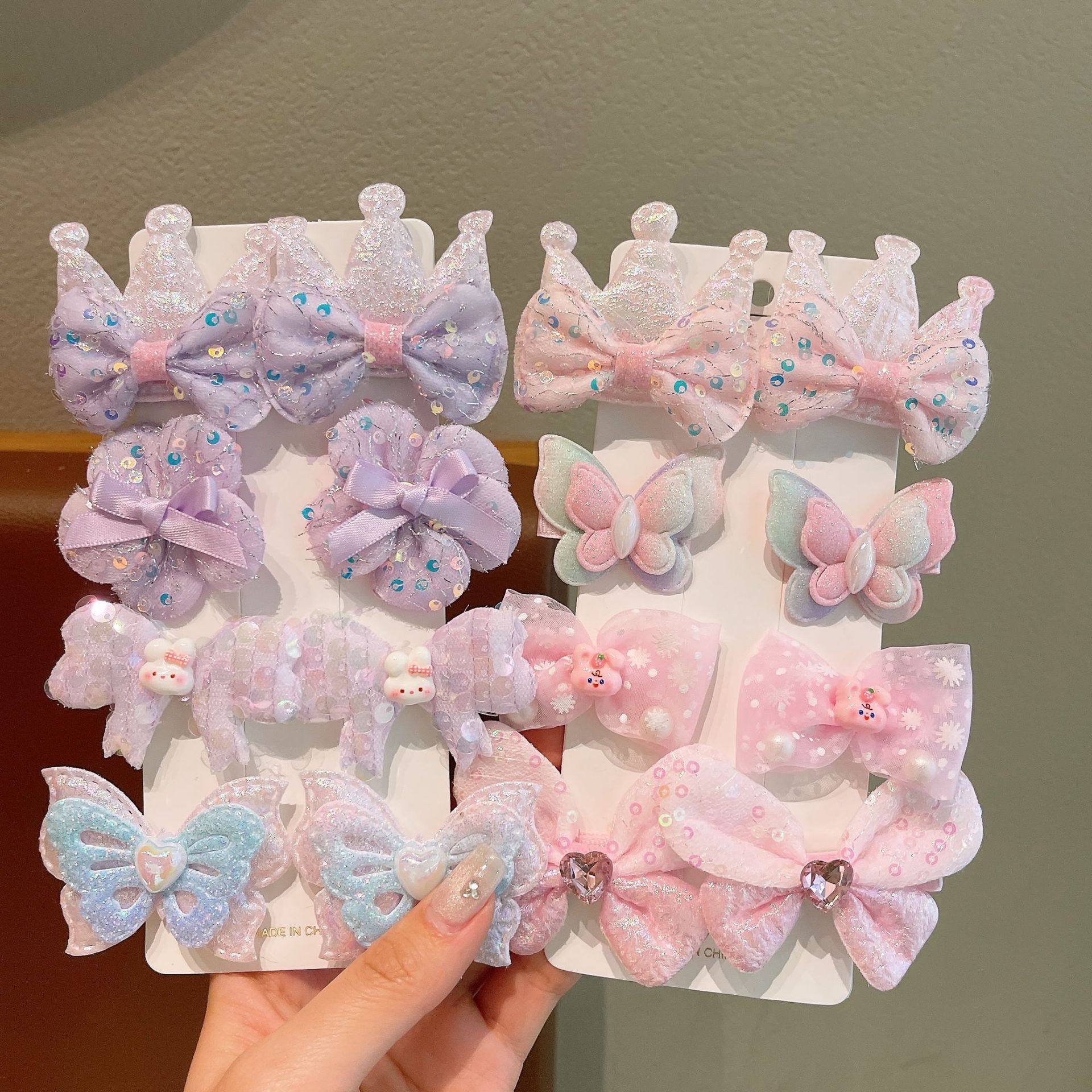 公主女童亮片蝴蝶结头饰儿童碎发夹发饰宝宝花朵bb夹女孩刘海发卡