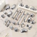 法式 银色亮铬简约柜门拉手奶油风轻奢衣柜门橱柜餐边柜实心小把手