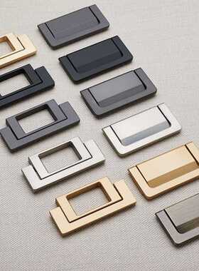 抽屉隐形小拉手平板榻榻米抽屉明装把手扣手金色银色黑色五金件