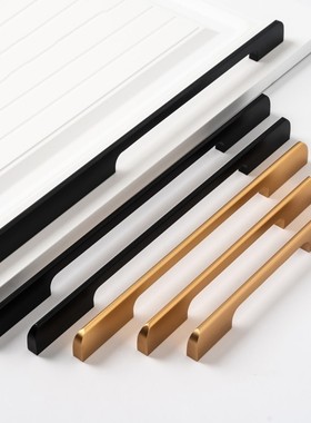 衣柜门拉手铝合金实心直条哑金黑色把手拉手厂家Hardware handle