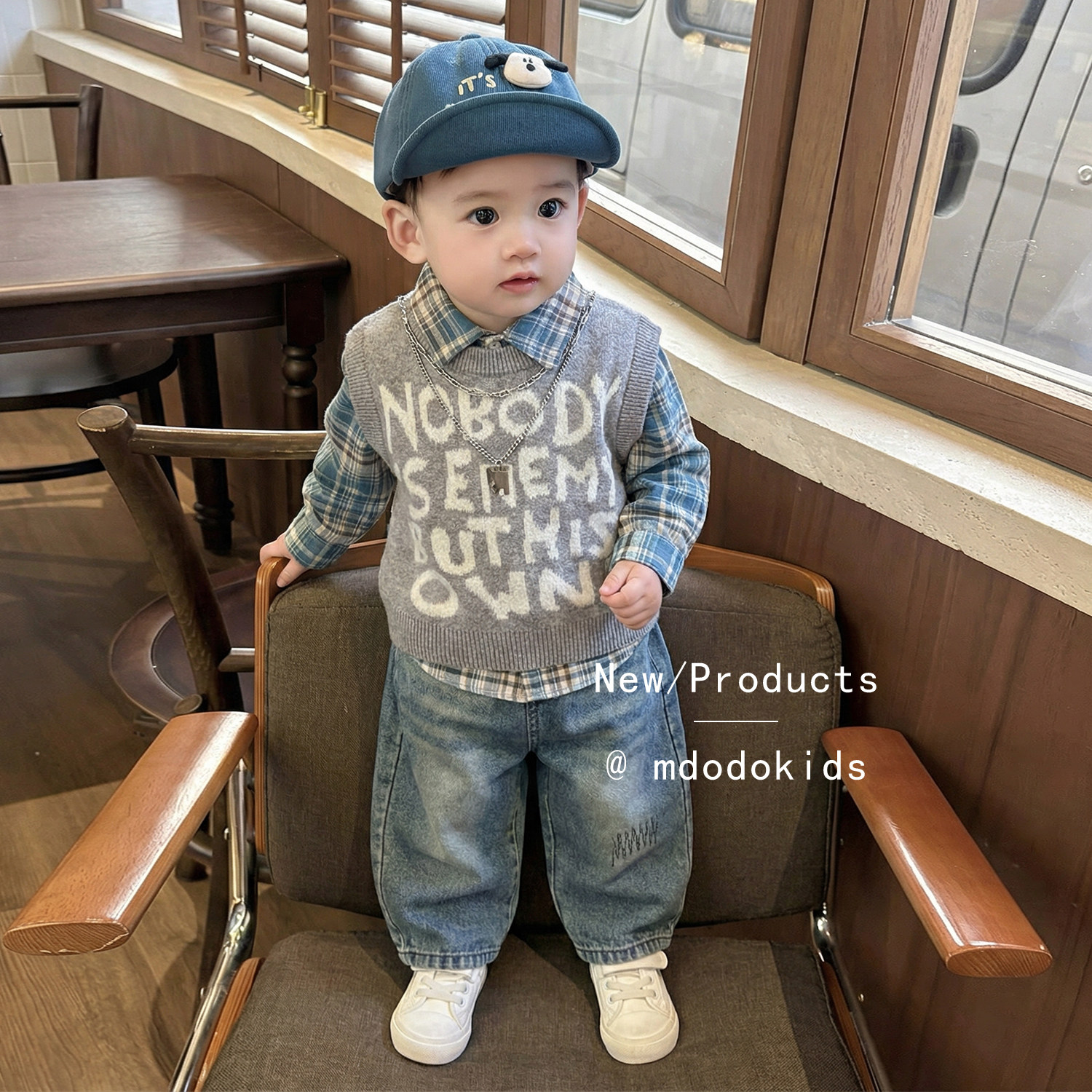 男童春装套装2026新款宝宝韩版帅气毛衣马甲休闲三件套时髦童装潮