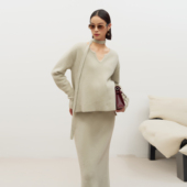 云雾灰仿貂绒毛衣半裙套装 BELLYWEAR孕妇装 女 春秋季 新款 时尚 套装