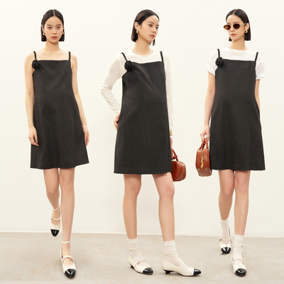 BELLYWEAR法式复古条纹装饰A字裙