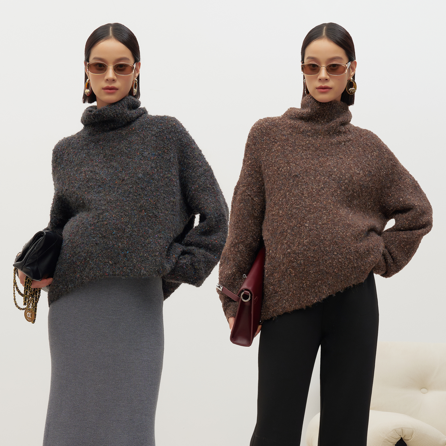 BELLYWEAR软糯高领圈圈纱毛衣