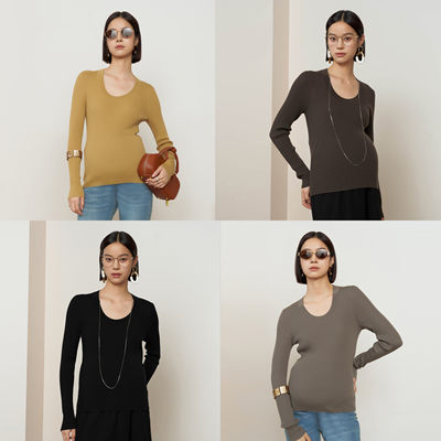 BELLYWEAR孕妇装针织衫秋冬新款100%绵羊毛纯色修身可机洗打底衫