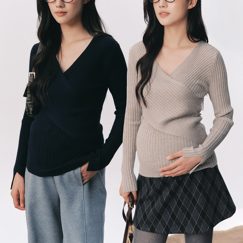BELLYWEAR交叉v领针织哺乳上衣