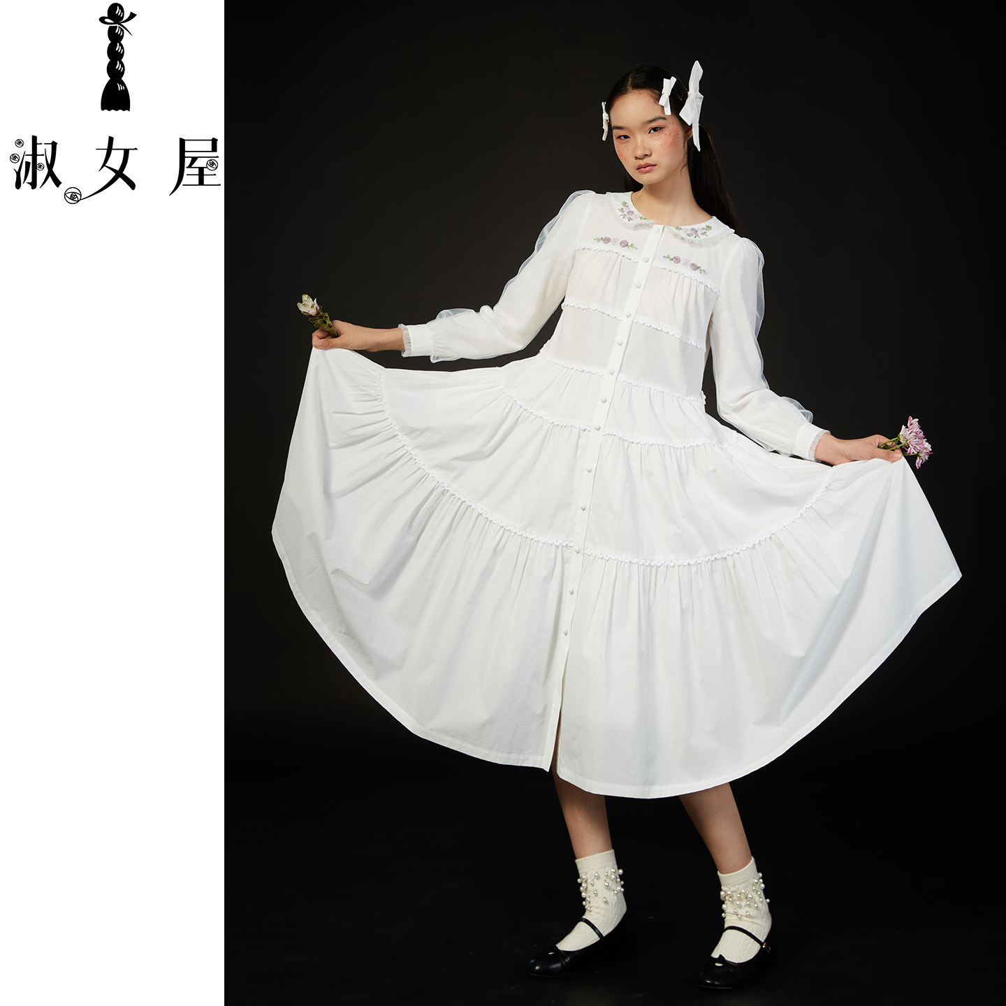 淑女屋官方旗舰店白天鹅与黑天鹅奥杰塔的月光连衣裙