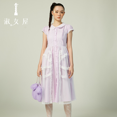 淑女屋官方旗舰店2025夏日多巴胺跳舞的公主。安娜蝴蝶公主连衣裙