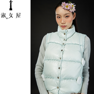 淑女屋官方旗舰店羽绒服公主荷叶边公主。背心羽绒服新