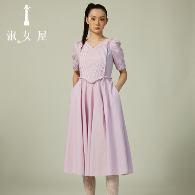 淑女屋官方2025夏日多巴胺跳舞的公主莉娜巴黎公主连衣裙纯棉