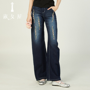 夏季 牛仔裤 刺绣棉 小花朵白雪公主 淑女屋官方旗舰店白雪公主