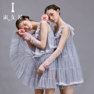 淑女屋官方旗舰店仙女的衣裳。雪纱装饰短裙