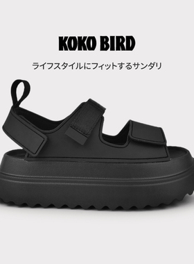 日本KOKOBIDRD厚底凉鞋女士超轻休闲增高软底魔术贴可调节沙滩鞋