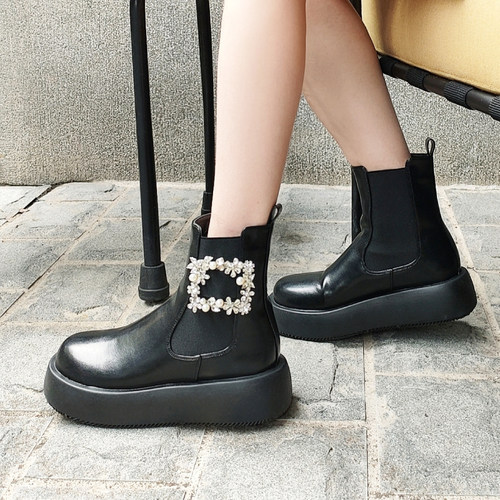 日本chesty厚底切尔西短靴烟管靴