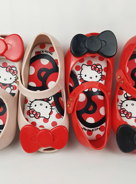 正版授权新款夏季HELLO KITTY凯蒂猫蝴蝶结防水儿童女童凉鞋雨鞋