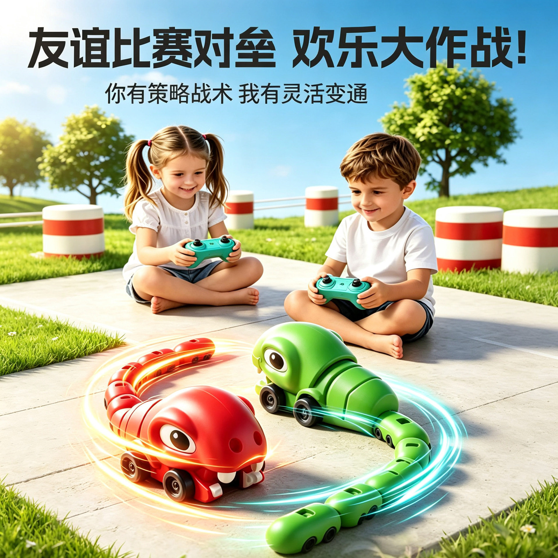 爆款遥控贪吃小蛇磁吸玩具电动恐龙吞食车双人互动对战儿童玩具车