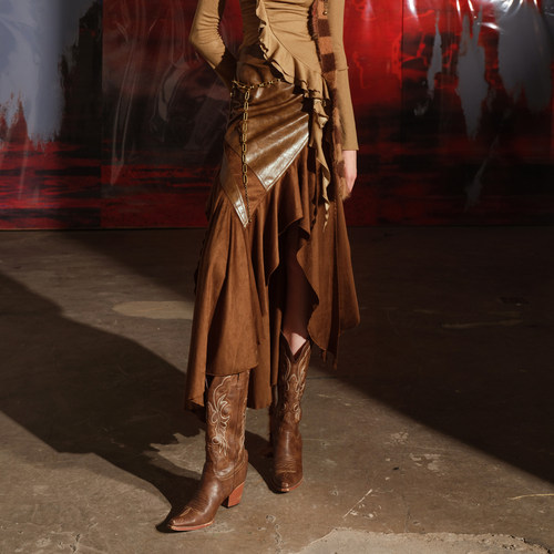 NN-NORTH NODE “阿多尼斯的鱼”不规则拼皮金鱼半身裙