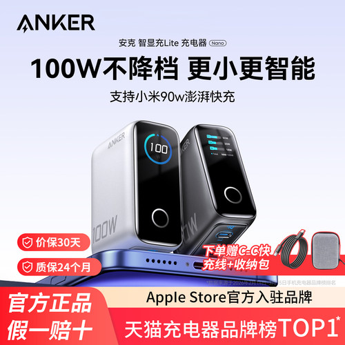 ANKER安克智显充Lite100W氮化镓