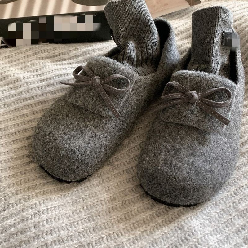 百搭加绒保暖圆头毛毛鞋2025秋冬新款日系配裙子蝴蝶结软平底棉鞋,女鞋,棉鞋,淘宝优惠券,粉丝福利购,淘宝优惠卷