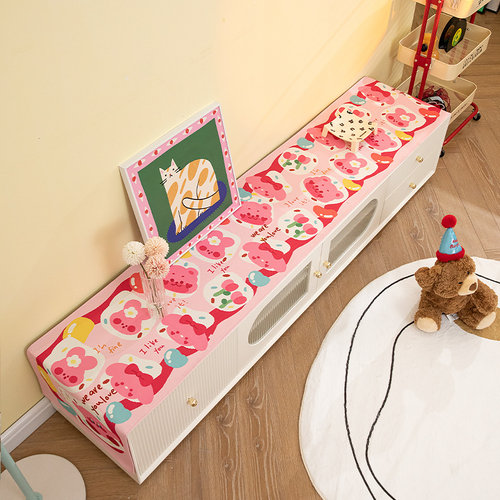 糖果色北欧风电视柜盖布防水棉麻