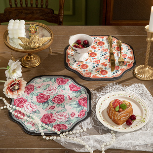 复古花园餐桌硅藻泥吸水沥水垫异形隔热防烫碗垫防滑底部轻奢杯垫