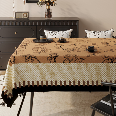 原宿风餐厅桌布加厚棉麻茶几布