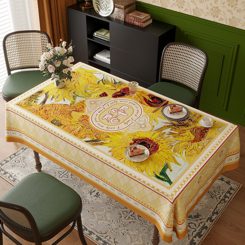 梵高油画ins桌布防水防烫雪尼尔