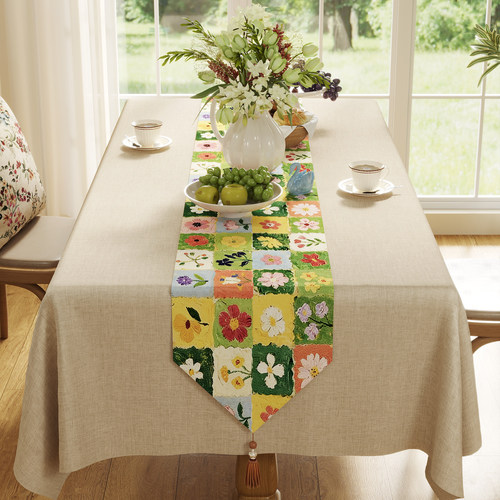 ins田园绿色长条防尘桌旗