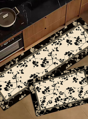 橙色回忆厨房专用地垫吸水速干科技绒硅藻泥脚垫防滑防油免洗耐脏