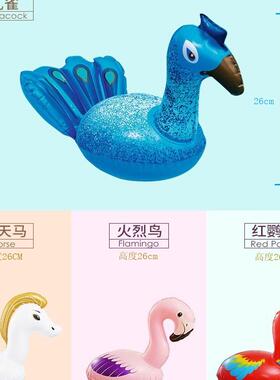 儿童小不倒翁充气玩具兔子青蛙老虎孔雀火烈鸟3D动物运动吹气塑料