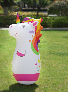 正版moreyar独角兽恐龙不倒翁玩具宝宝健身拳击儿童锻炼充气沙底