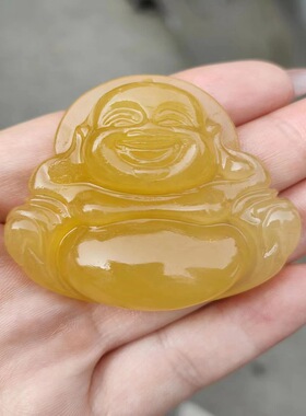天然黄龙玉弥勒佛玉器石英岩玉