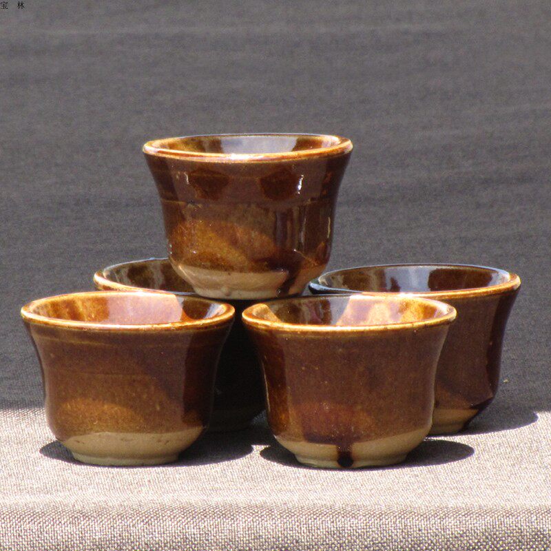 茶杯酒杯手工粗陶品茗杯中式茶盏单杯大容量主人杯复古土陶茶具