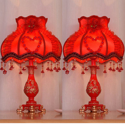 结婚礼物台灯婚房卧室浪漫温馨婚庆欧式床头灯装饰长明灯红色单个