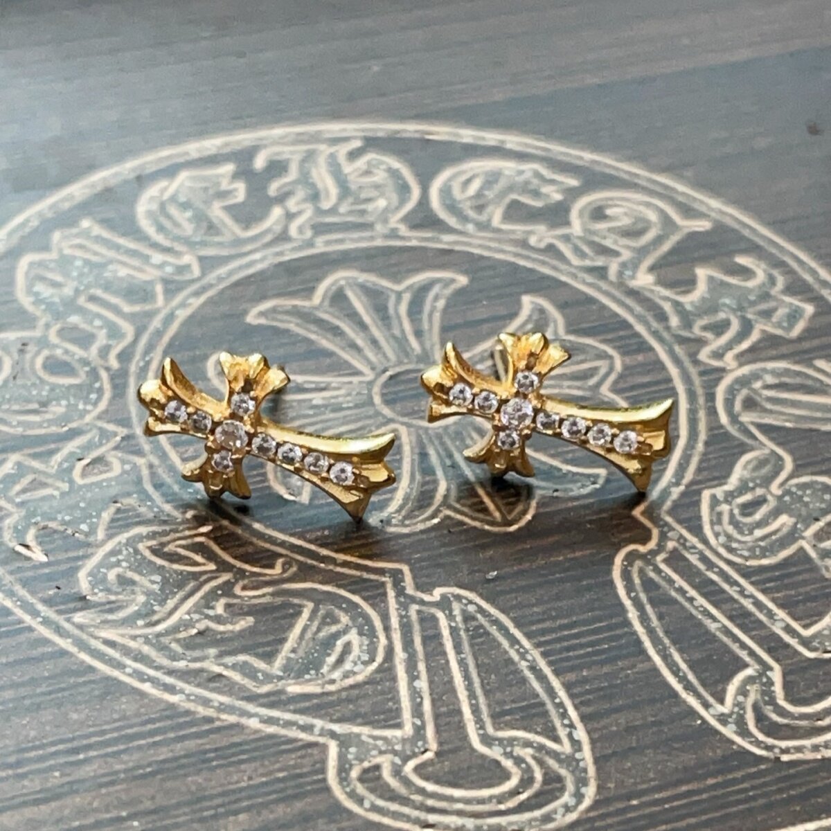 羊羊家925纯银欧美十字架镶钻耳饰朋克简约复古时尚男女同款耳钉