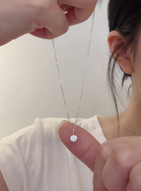 wengen可可许我耀眼许妍赵露思同款s925纯银单钻吊坠项链锁骨链女