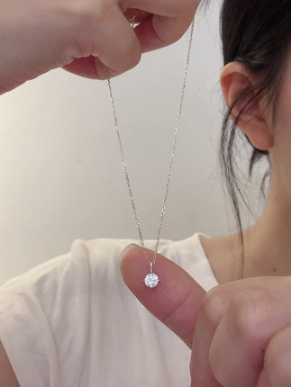 wengen可可许我耀眼许妍赵露思同款s925纯银单钻吊坠项链锁骨链女