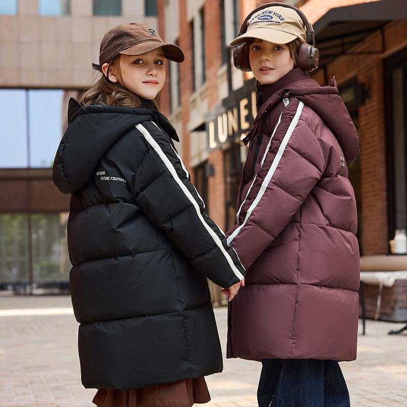 中长款加厚羽绒服冬季男女童外套