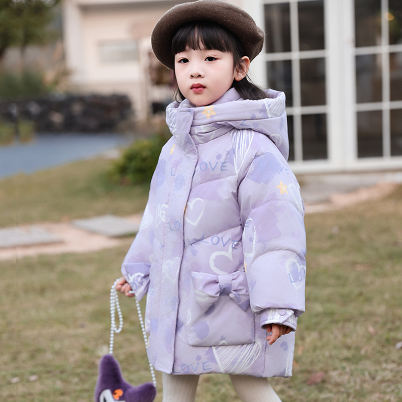 免洗加厚中长款羽绒服品牌儿童