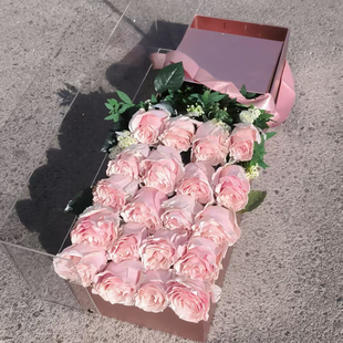 情人节鲜花上海同城进口厄瓜多尔珍珠玫瑰金高档礼盒生日小时达