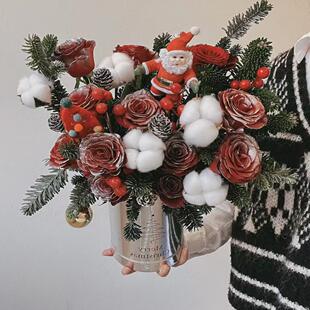 圣诞节抱抱桶平安夜礼物上海鲜花速递花束当天送小时达