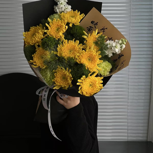 冬至节黄白菊花束花篮祭奠鲜花速递同城上海奠仪扫墓上坟悼念祭祖