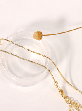 铜镀18K真金盒子链项链 锁骨链时尚百搭素链