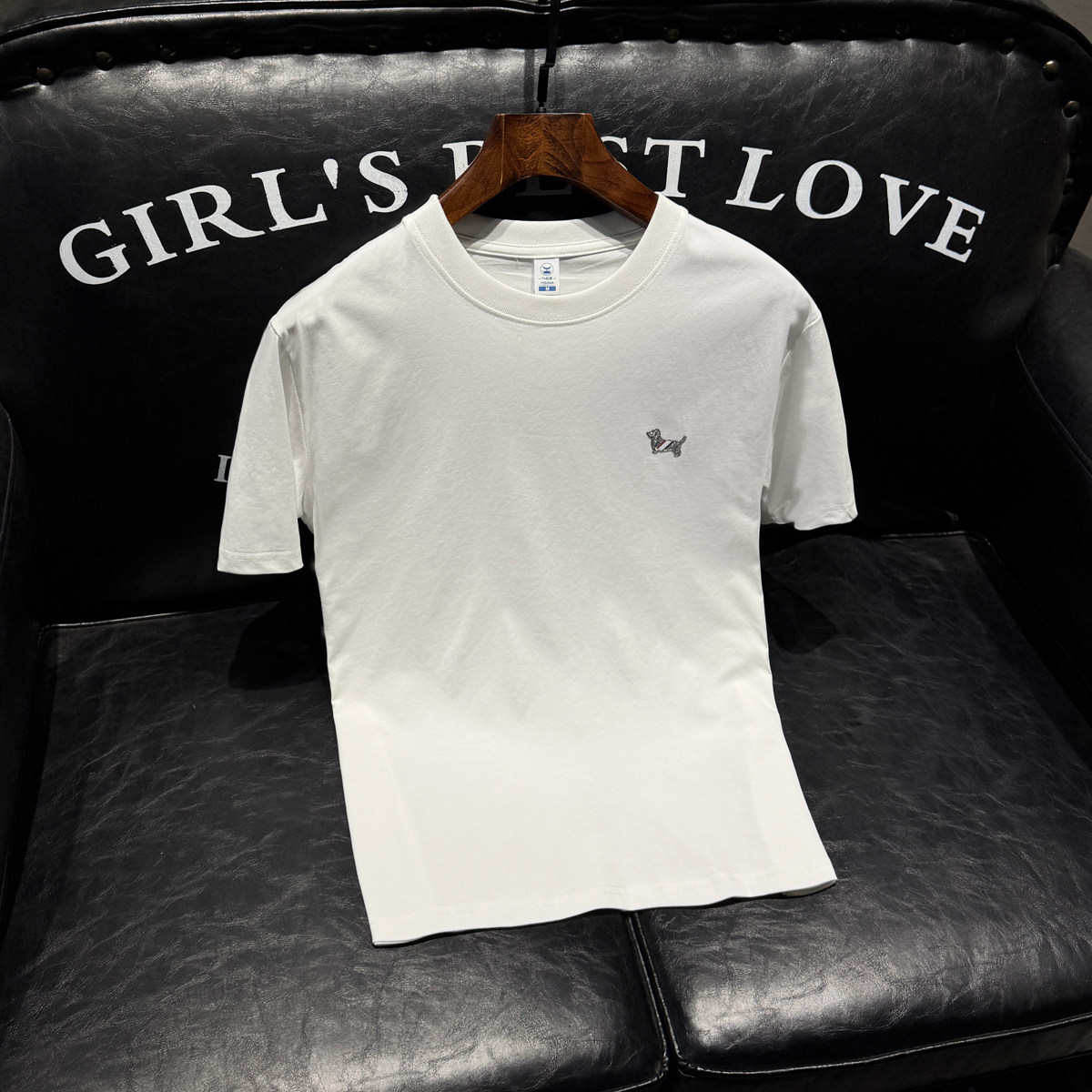 2026年新款短袖T恤微阔重磅全棉圆领体恤衫2015P58沙发白，男装T恤，钱塘6022