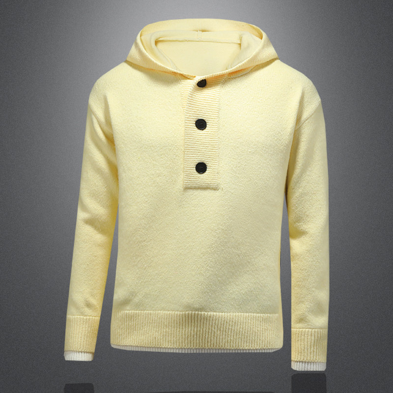 阔版大码休闲连帽粗针毛衣.重磅加厚.美式老钱风56299P140缕空黄，男装针织衫/毛衣，钱塘6022