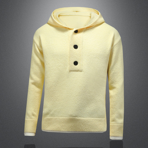 阔版大码休闲连帽粗针毛衣.重磅加厚.美式老钱风56299 P140缕空黄，男装针织衫/毛衣，钱塘6022