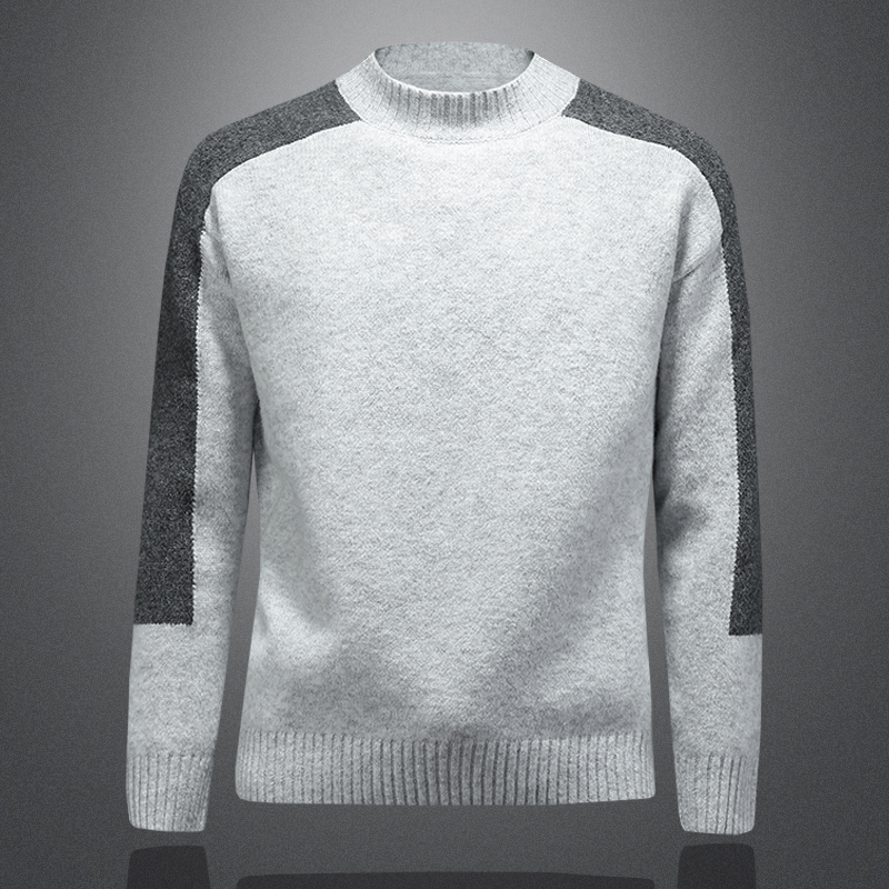 阔版大码休闲圆领粗针羊毛衫.重磅加厚毛衣56298P120缕空浅灰，男装针织衫/毛衣，钱塘6022