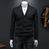 重磅加厚.老钱风西装翻领纯色纽扣外套毛衣开衫56287 P140假模黑,男装针织衫/毛衣,钱塘6022, 重磅加厚.老钱风西装翻领纯色纽扣外套毛衣开衫56287 P140假模黑,男装针织衫/毛衣,钱塘6022,