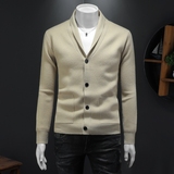 重磅加厚.老钱风西装翻领纯色纽扣外套毛衣开衫56287P140假模卡，男装针织衫/毛衣，钱塘6022